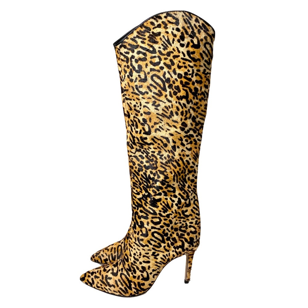Schutz Maryana Leopard Print Calf Hair Knee High Leather Boot Size 5.5 - Picture 6 of 13